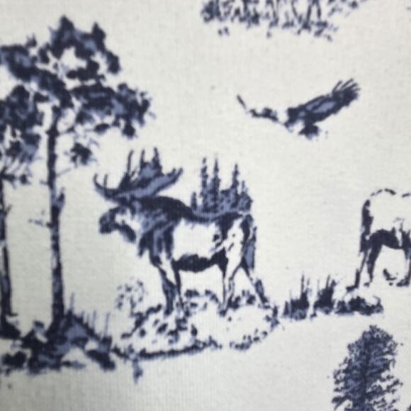 Vtg Lands End Sweatshirt Womens Small (6-8) Teal Blue Nature Bear Moose Wildlife - Picture 3 of 11